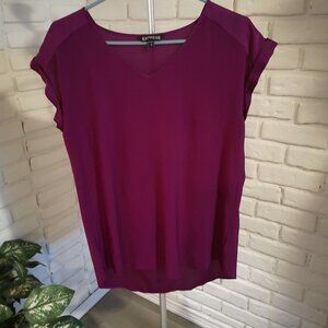 Express Ladies Size Medium V-neck Dark Pink Loose Fit Tunic / Blouse